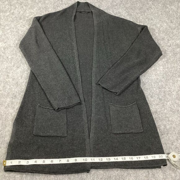 T Tahari Gray Open Front Pocket Cardigan Long Sleeve Cashmere Blend Size S - Picture 10 of 14